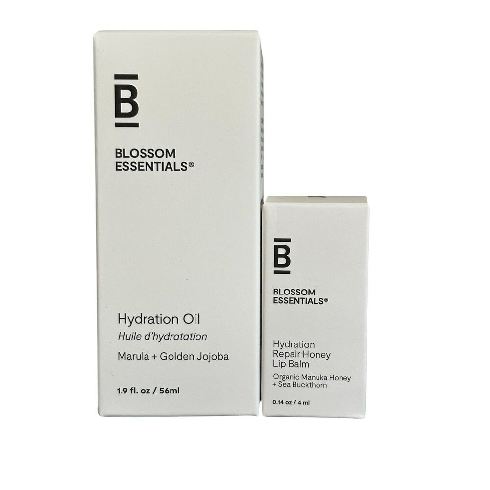 NEW Blossom Essentials Bundle Hydration Oil 1.9 fl oz Lip Honey Balm